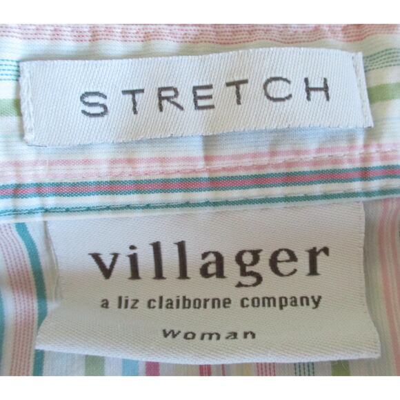 Villager Liz Claiborne Women's Multi Color Striped Long Sleeve Blouse Size 22W - Picture 8 of 10